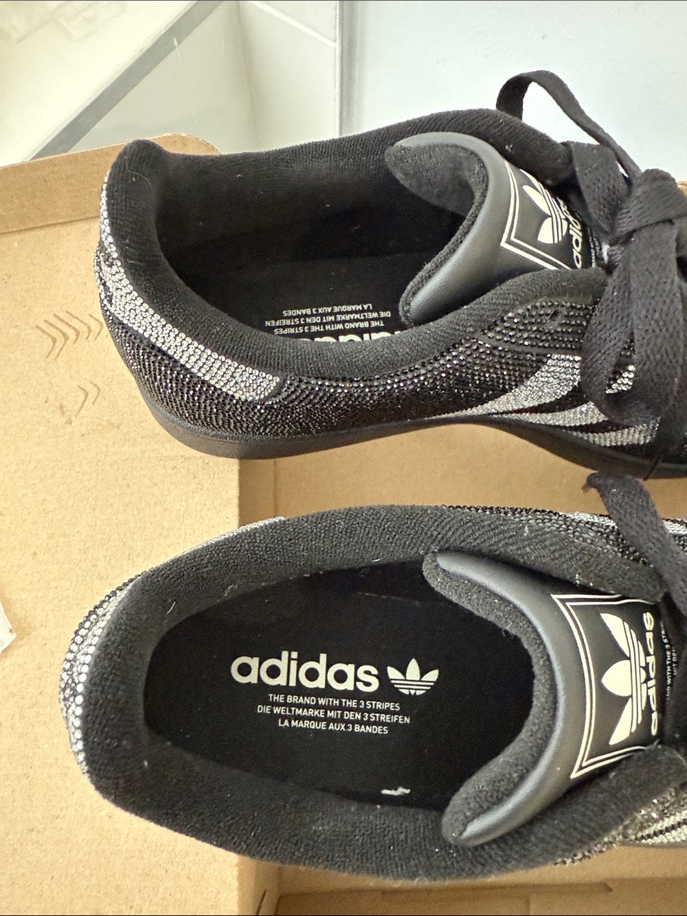 adidas superstar II Black and SILVER Sparkle Sneakers size 81/2 - Picture 4 of 10